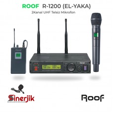 Roof R-1200 / 1 El 1 Yaka UHF Kablosuz Telsiz Mikrofon